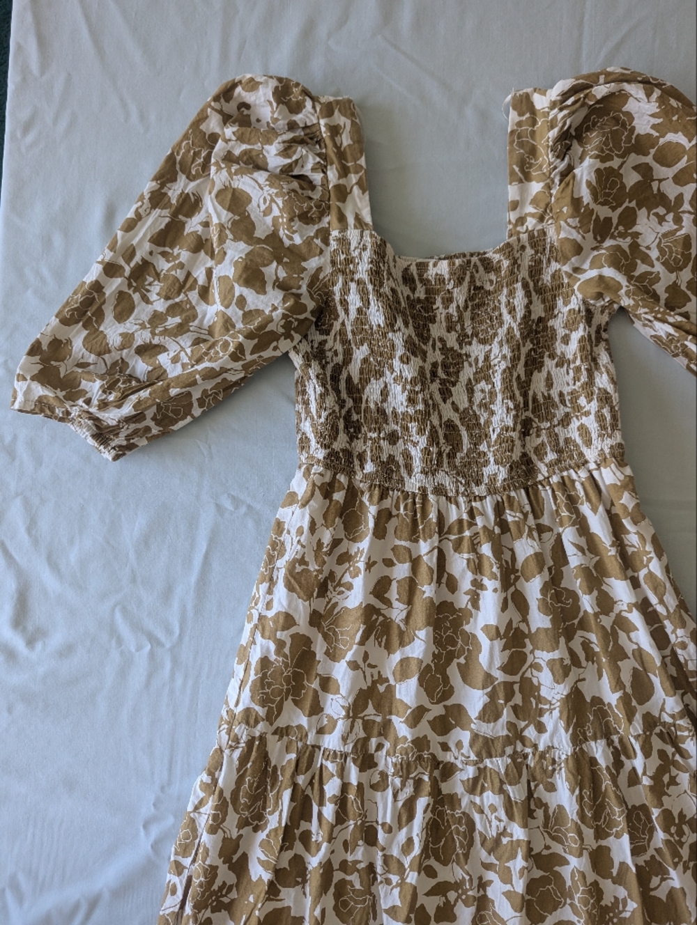 Moon River Anthropologie Smocked Poplin Dress With Puff Sleeves - Picture 4 of 11